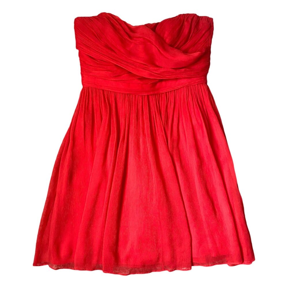 J. Crew Arabella Strapless Mini Dress Red Silk Chiffon